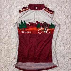 Peake Sports Bicycle Jersey Shirt Top Sasquatch Zip Back Pocket Medium Women M